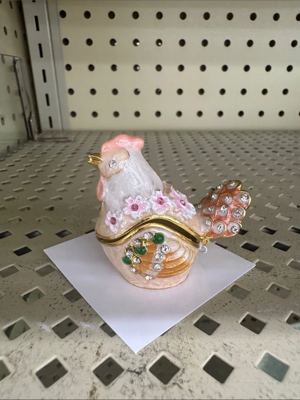 Decorative Pink Jeweled Hen Figurine for Birds Category